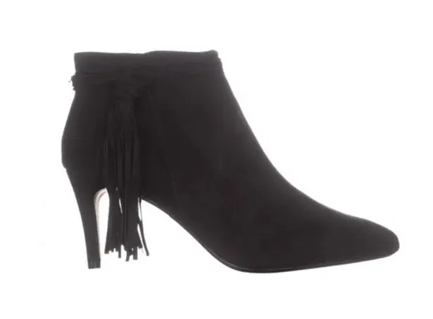 Thalia Sodi GOTH ALTA FAUX SUEDE BLACK ANKLE BOOTIE TASSEL FRINGE SHOES 6