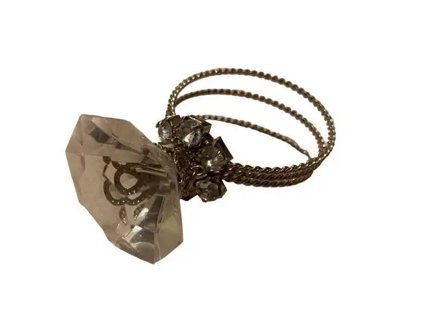 3 Inch Novelty Wedding Ring Decoration Faux Diamond Silver