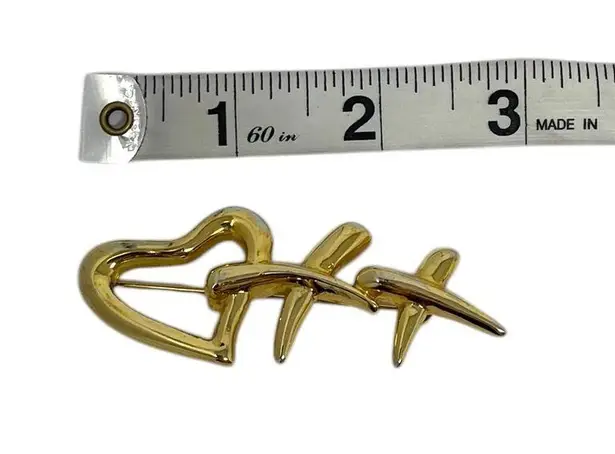 Vintage Signed AAI Open Heart XX Kiss Gold Tone Large Brooch Pin Valentines Love