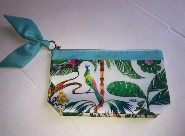 Estée Lauder ESTEE LAUDER Bird Tropical Parrot Butterfly Palm Trees Cosmetic Makeup Bag