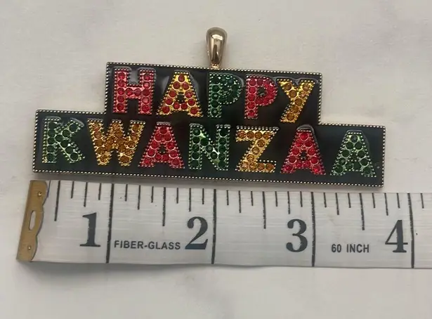 Monet  Happy Kwanzaa bling rhinestones jewelry black gold red green charm New