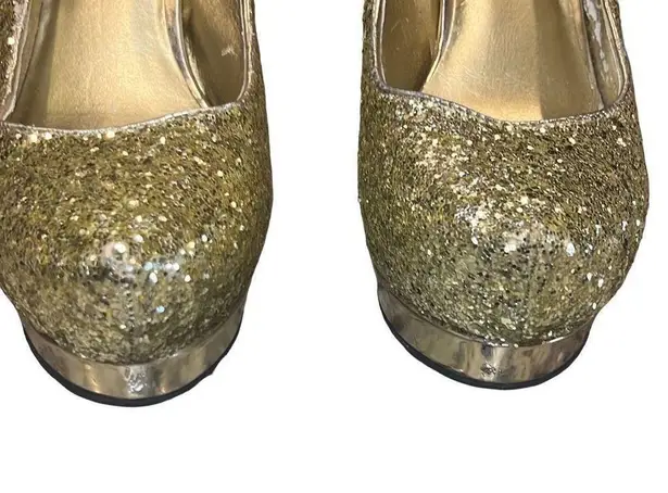 Mossimo EUC Gold Sequins Platform Stiletto Heels Sz 9