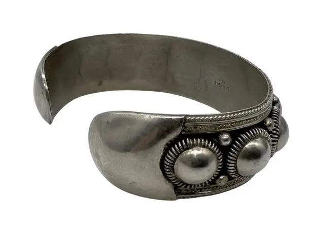 Siam Thailand Vintage Filigree Massive Silver Sterling Cuff Bracelet Pre 1948