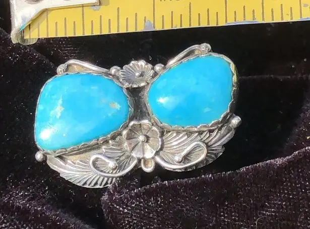 Navajo Handmade Ring 925 Silver Tuquoise sz 7 Artist Signed Peterson Johnson