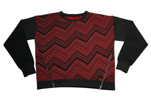 Women's Crewneck Chevron Sweatshirt Size Medium Trendy Colorful Casual Y2K Red
