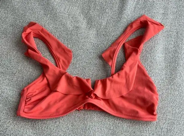 Shade & Shore Orange Ruffle Bikini Top Size Medium