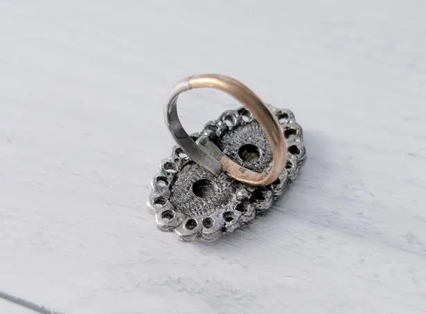 Vintage Ring Abalone Inlay Ring Statement Ring