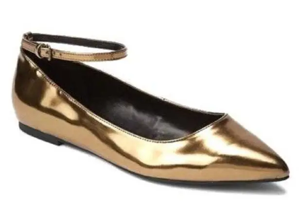 Gap Gold Pointed Toe Ankle Strap Flats