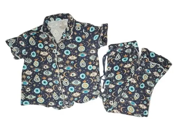 Posh Peanut Bamboo Fiona Evil Eye Blue Pajama Pant Set Long Sleeves 2XL Lounging Size XXL - Image 1