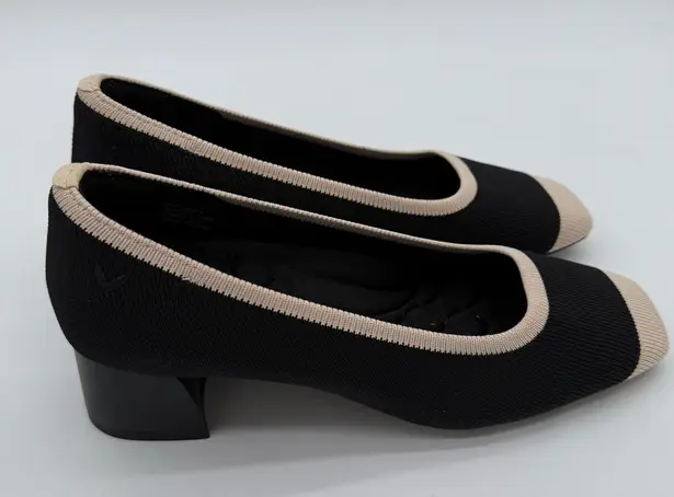 Vivaia Melody Pro Square Toe Chunky Heel Old Money Knit Comfort Black Ivory 7