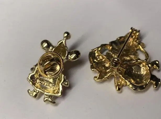 Lot Of 2 Costume Brooches Christmas Santa Claus Mouse / Rat With Tree