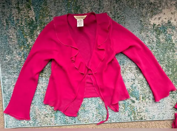 Vintage Jonathan Martin two piece pink dress with ruffle sheer cardigan, size 9