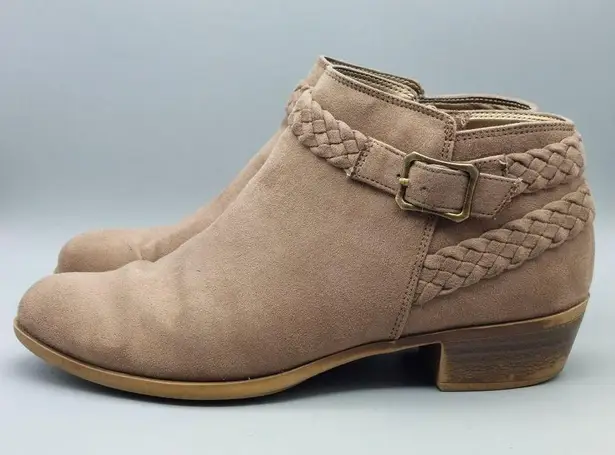 Life Stride Size 8.5M Side Zip Ankle Boots Block Heel Booties Brown Memory Foam