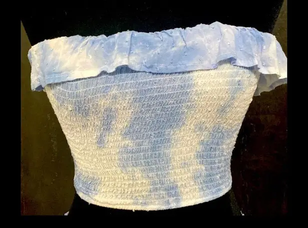 Rock n rags Blue white wash ruffle sleeveless mini skirt w/ ruffle tube top - S