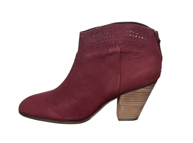 New! Violet & Red Jackson Laser Cut Topline Booties in Burgundy Red