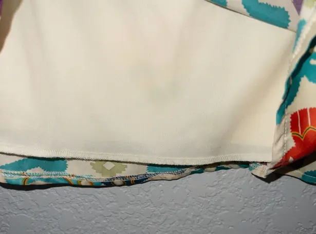 Judith March Cream Multicolored Bird Print Strapless Dress Size Medium