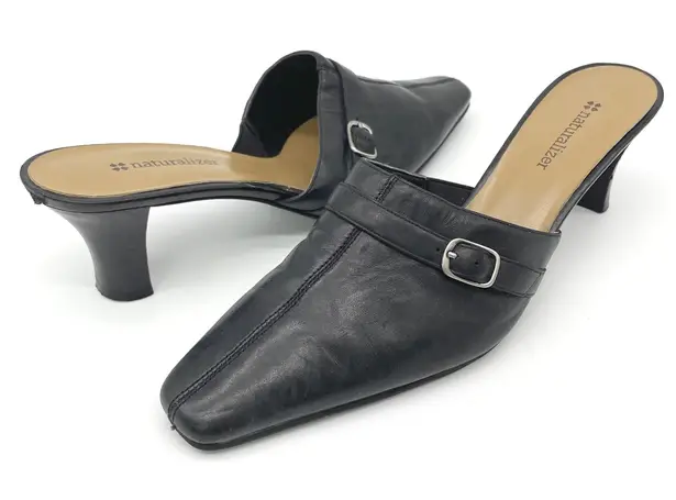 Naturalizer Womens Hydrant Mules 7.5 Buckle Pumps Leather Minimal Timeless Chic