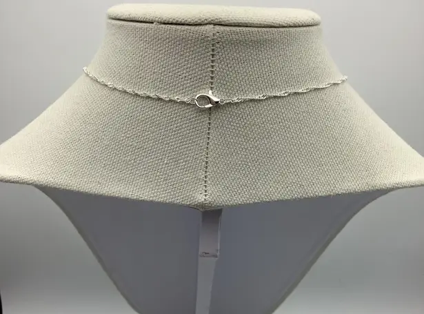 Vintage Y2K Blue Gemstones Clover Pattern Pendant 1.75” Wide With New Chain