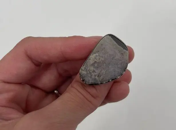 MELISSA JOY MANNING Ring Druzy Light Purple Silver & Gold One of a Kind Rare