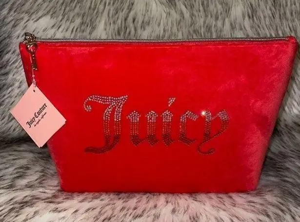 Juicy Couture NWT  Velour Red Travel Cosmetic Makeup Bag