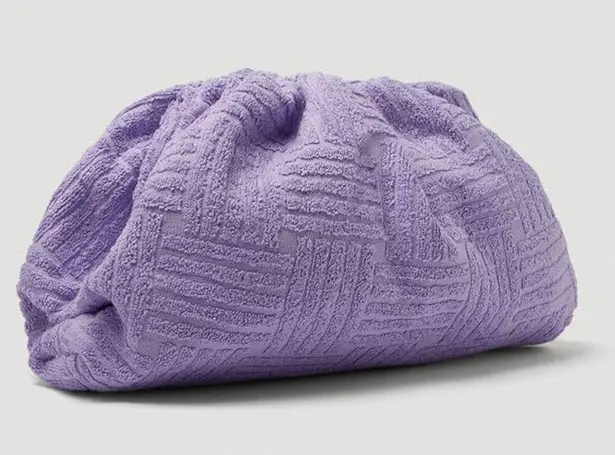 Bottega Veneta Towel Effect Ruched Purse Clutch Handbag Lilac