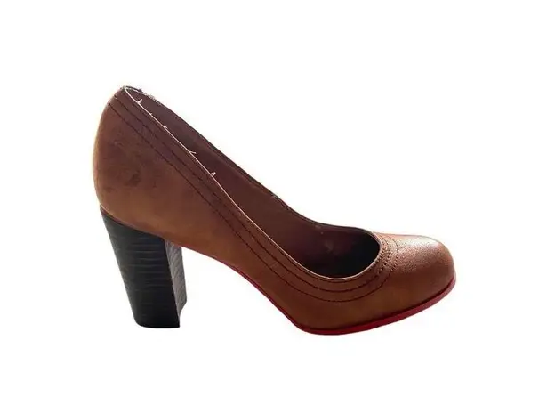 Lucky Brand  Block Heel Leather Pumps Brown Size 8M Minimalist Casual Cottage