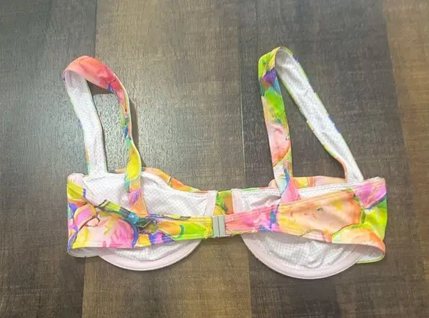 Apres June Celine Ruched Underwire Watercolor Bikini Top Size Large Pink