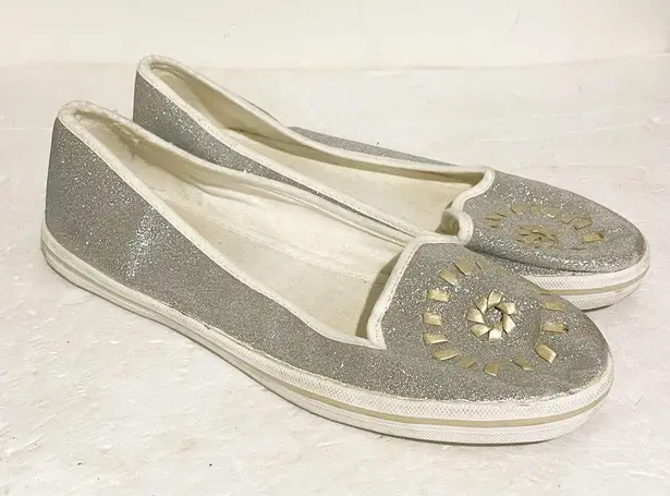 Jack Rogers  Size 9 Gray Glitter Mila Flats Womens Sparkles Slip On Shoes