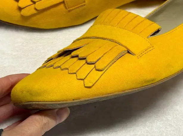 Boden Melody Suede Leather Flat Loafer Tassel Slip On Shoe Mustard Yellow EUR 42 Size 11