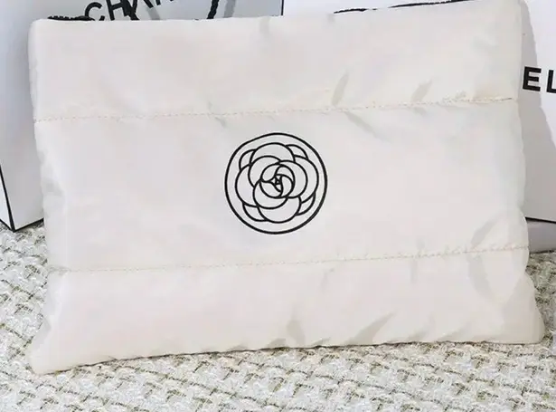 Boutique Brand New Camellia Flower Puffer Nylon Cosmetic Make up bag clutch purse