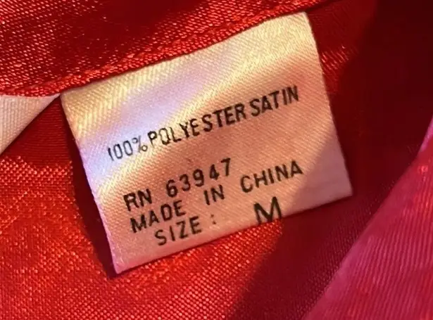 Private Touches Polyester satin pajamas pant set Red Size M