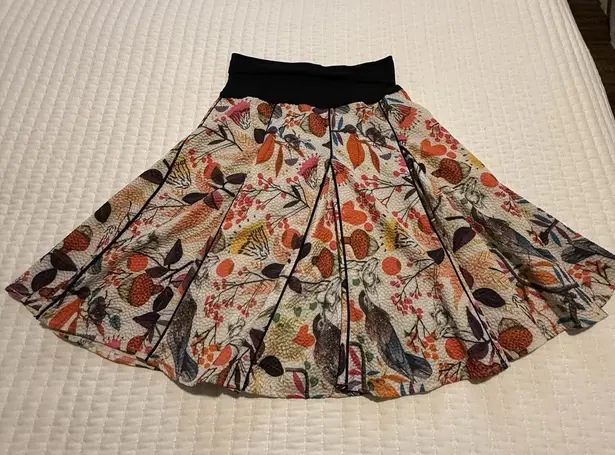Women’s Eva Franco Bird Flower Print A Line Swing Skirt Multi Color Size 6