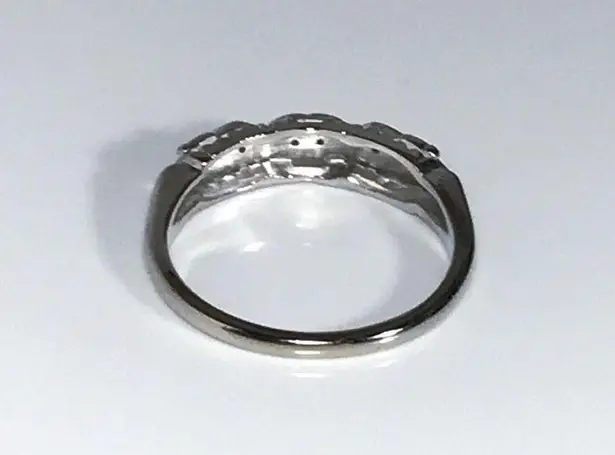 14KT ART DECO STYLE SOLID WHITE GOLD MID CENTURY MODERN 5 DIAMOND BAND RING