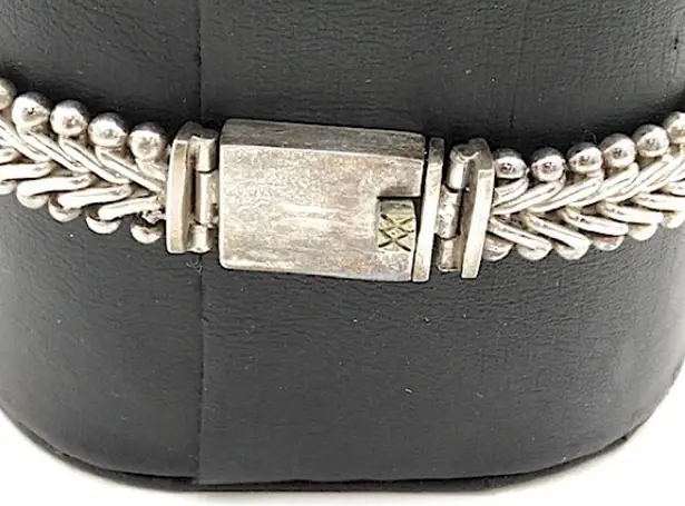 Sterling Silver Stunning Woven Oval Abalone Shell Gemstone Center Stone Bracelet