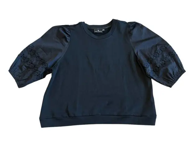 Emily Lovelock Wo's Molly Black Blouse Shirt Top Eyelet Sleeves Size XL Women's