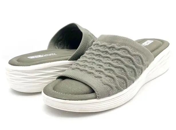 Ryka Nanette Stretch Knit Slide Demi-Wedge Slip-On Sandals Sage Green Size 9.5