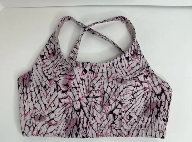 JoyLab  pink gray black glass print criss cross back padded sports bra