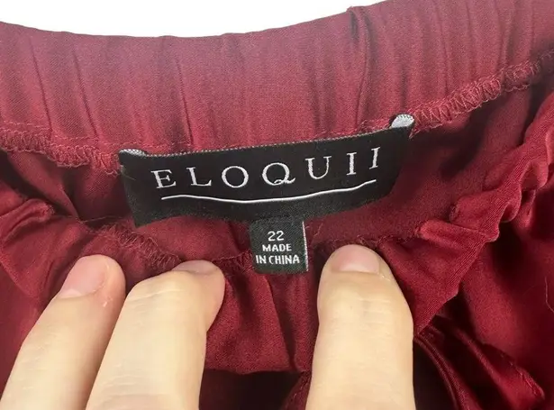 Eloquii  Red Burgundy Wide Leg Pant Matching Set Button Up Plus Size 22 Flaws