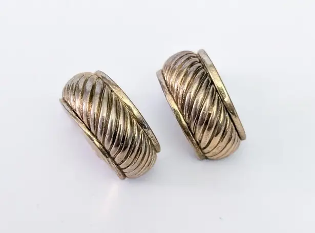 Vintage Clip On Earrings Statement Hoops Just Over 0.75" Chunky Gold
