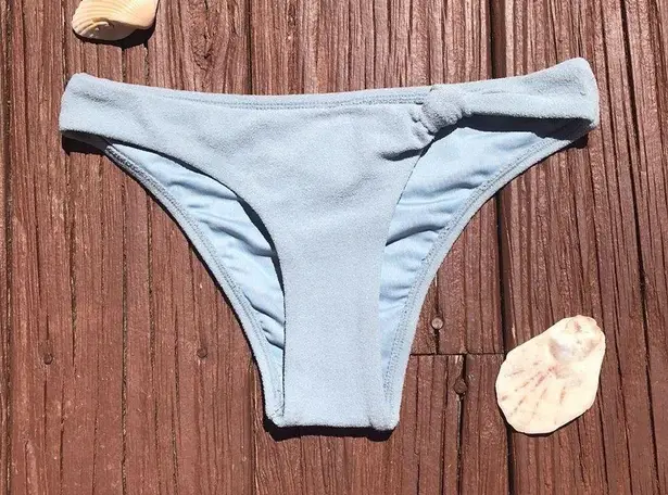 Topshop Baby Blue  Textured Front Knot Bikini Bottoms