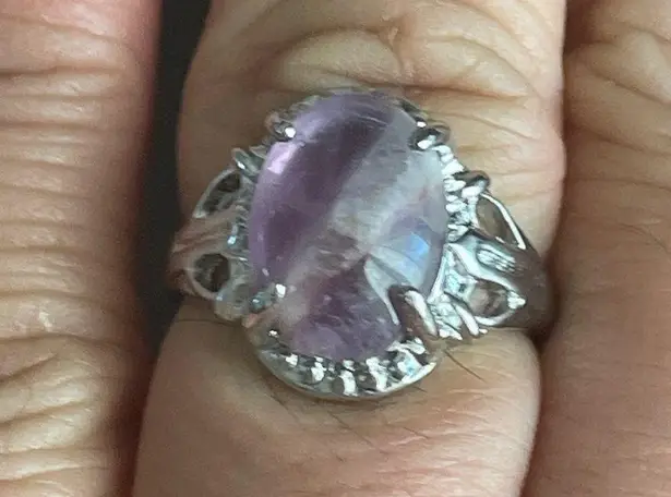 Amethyst Natural purple silver ring size 7.5