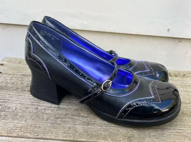 Candie's Y2K  Chelly Black Purple Gothy Witch Patent Heels Size 10