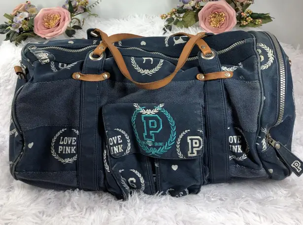 Victoria's Secret Pink Weekender Duffle Bag Y2K Vintage Barbiedoll Blue