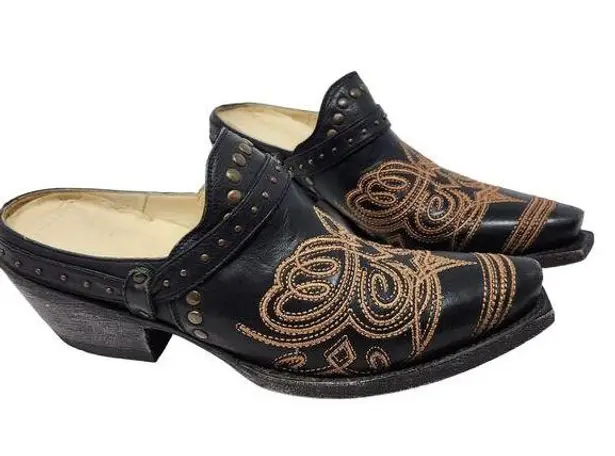 Corral Leather Embroidered Brown Pointed Toe Cowgirl Mules Western Size 7 M