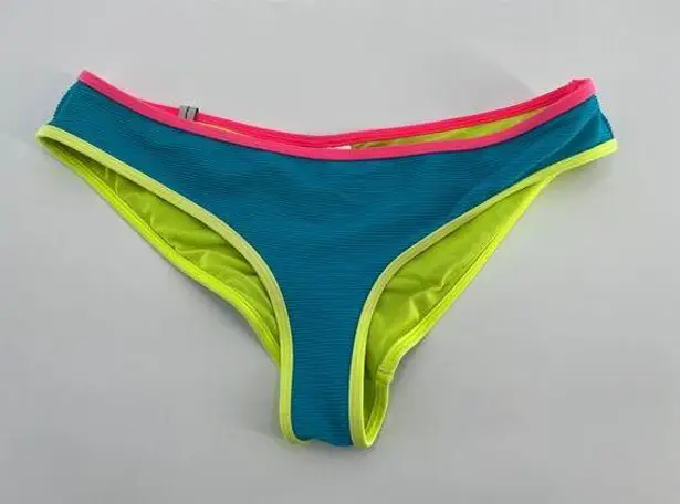 Body Glove  Sporty Bikini Bottom Sz S Blue Yellow Pink Colorblock Retro