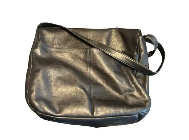 st. john's bay  Black Genuine  Leather Crossbody Messenger Bag