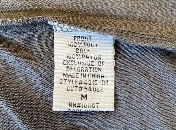 cha cha vente medium gray sleeveless v-neck sheer embellished open front top