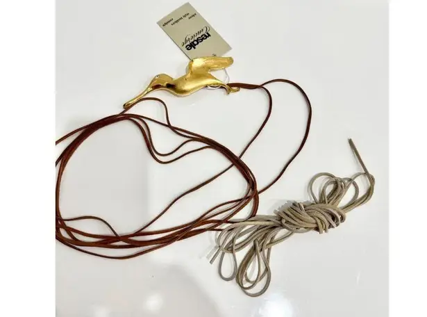 Christopher Ross Gold Bird Buckle with Suede Thin Waist Belt Womens One size Brown