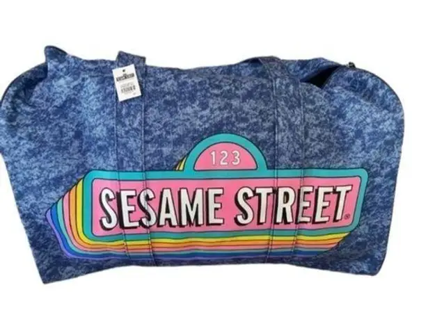 Sesame Street New With Tags Denim Blue Duffle Tote Weekender Travel Bag Luggage