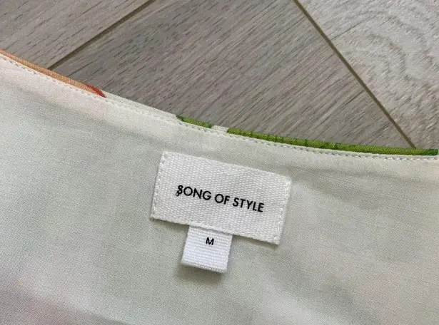 Song of Style Linen Yvette Floral Crop Top Wallpaper Orange Green (Small) preppy